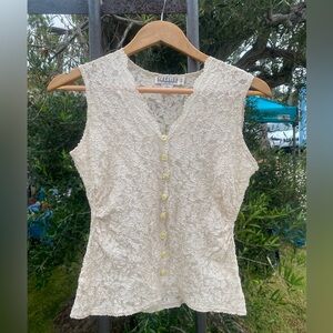 Vintage Lace Button up Vest top